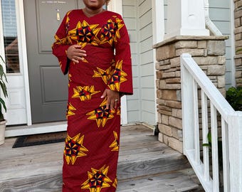 African Print Ankara  Wrapped Dress