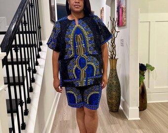 African Ankara  Ethnic/Batik Print 2p Short Pant Set