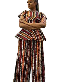 African Ankara Afro Kiara Stripped 2p Pant Set