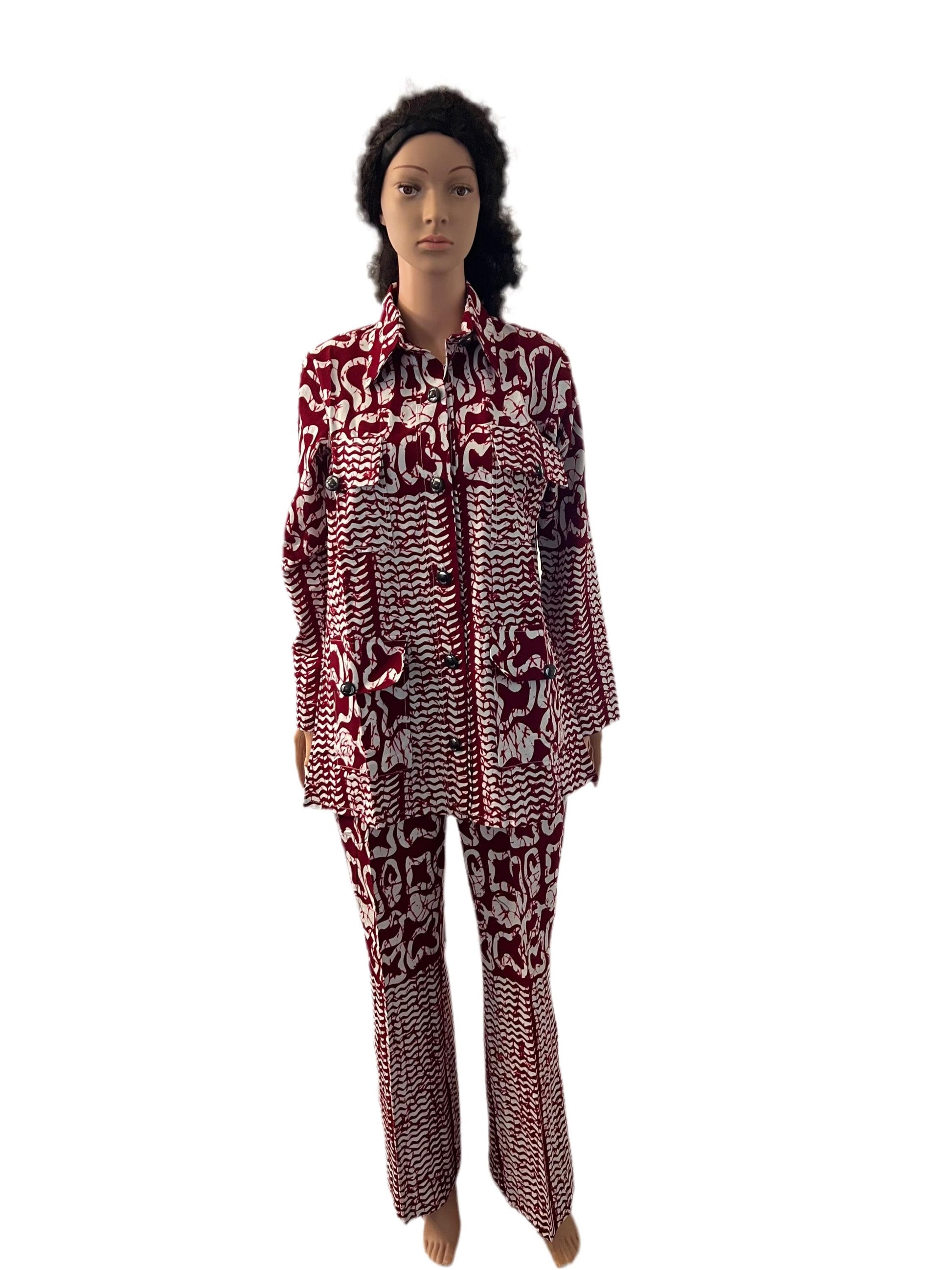 African Print Ankara  Pant Set Afro American Outfits