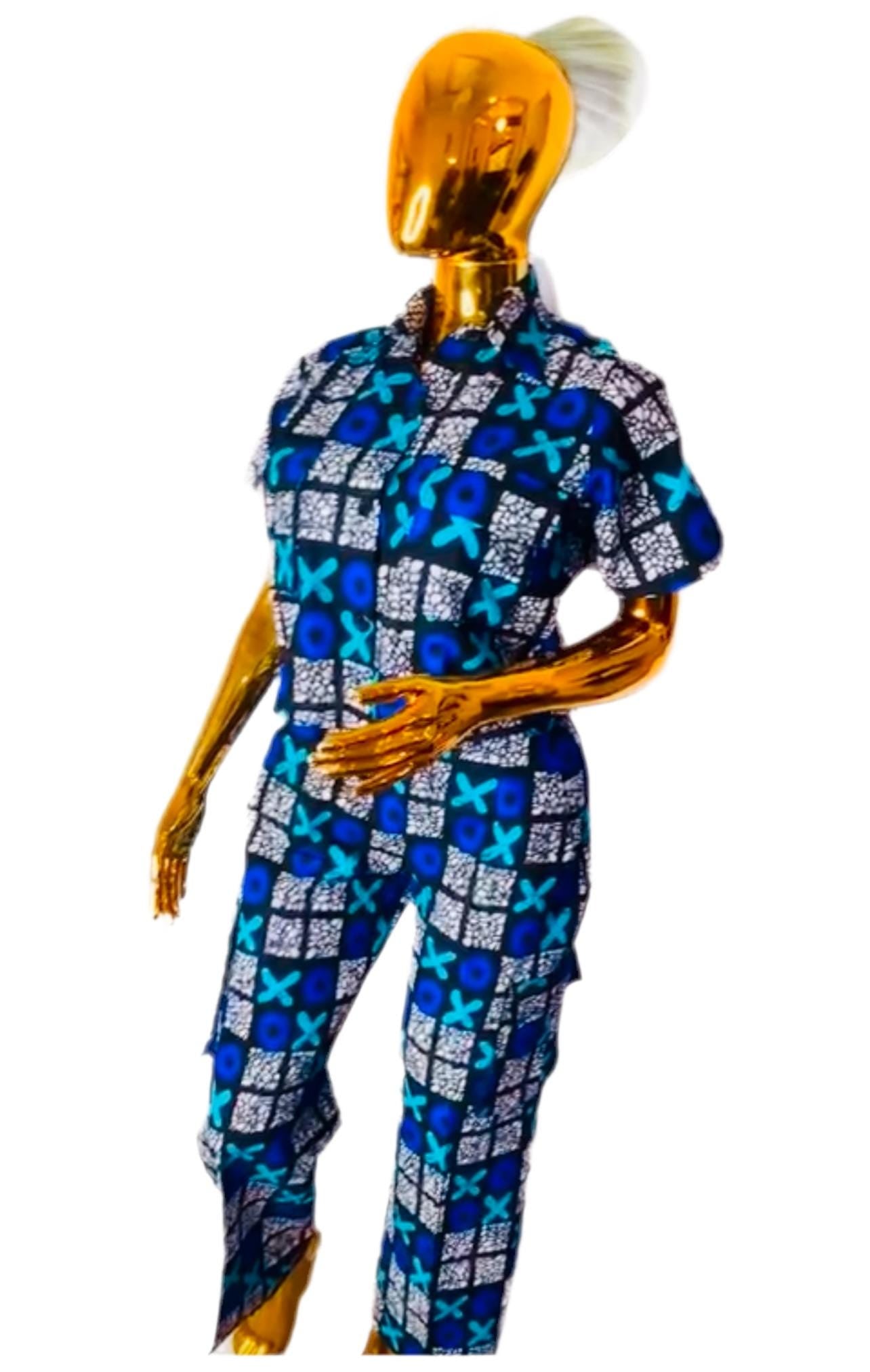 African Print Ankara Cropped Top  2p Pant Set