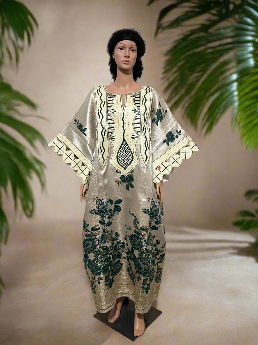 Luxury Damask Brocade Afro  Embroidered Kaftan
