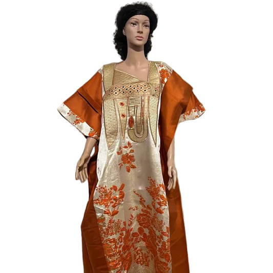 African Luxury Embroidered Damask Brocade Bubu