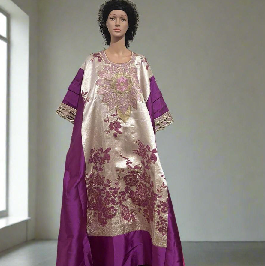 African Luxury Embroidered Damask Brocade Bubu