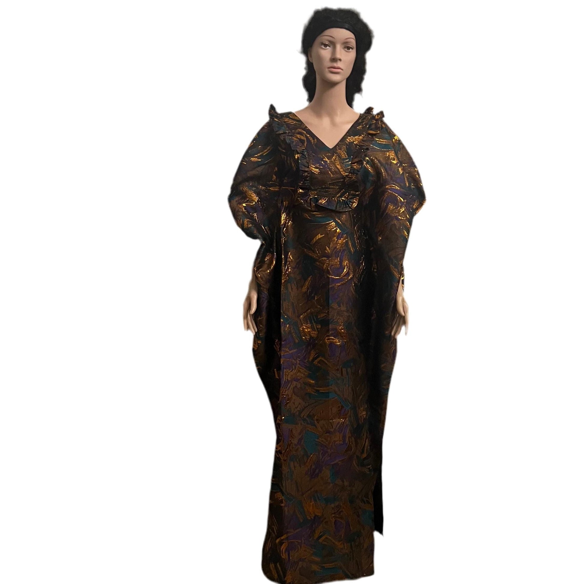 African Unique Damask Brocade Boubou/Maxi Dress Afro American Outfits