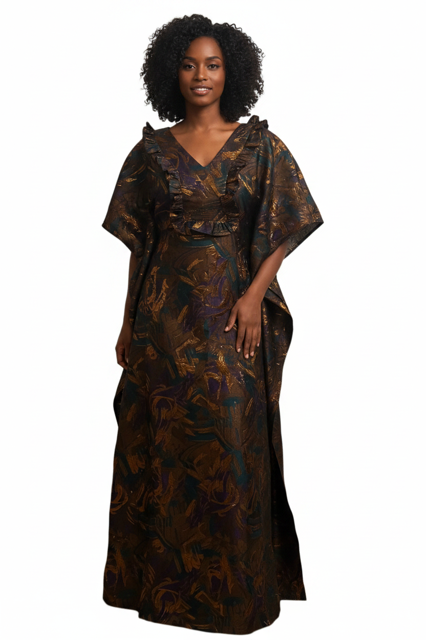 African Unique Damask Brocade Boubou/Maxi Dress