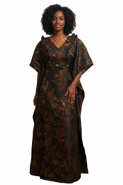 African Unique Damask Brocade Boubou/Maxi Dress