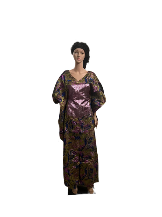 African Unique Damask Brocade Boubou/Maxi Dress