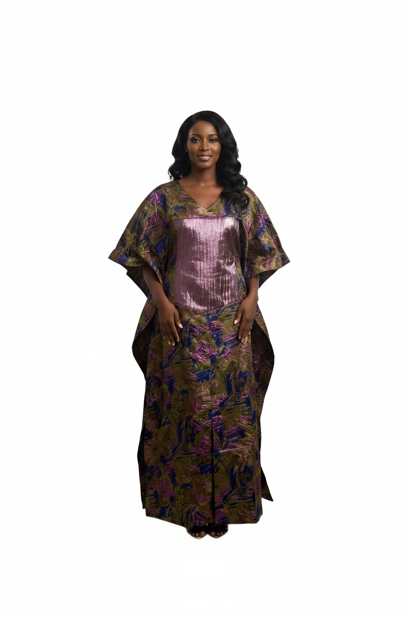 African Unique Damask Brocade Boubou/Maxi Dress
