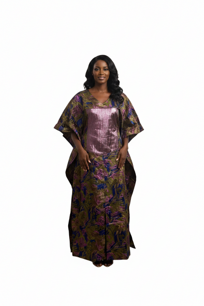 African Unique Damask Brocade Boubou/Maxi Dress