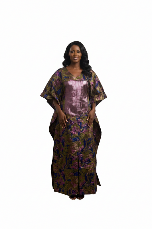 African Unique Damask Brocade Boubou/Maxi Dress