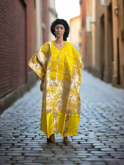Luxury African Damask Brocade Bubu Maxi Dress