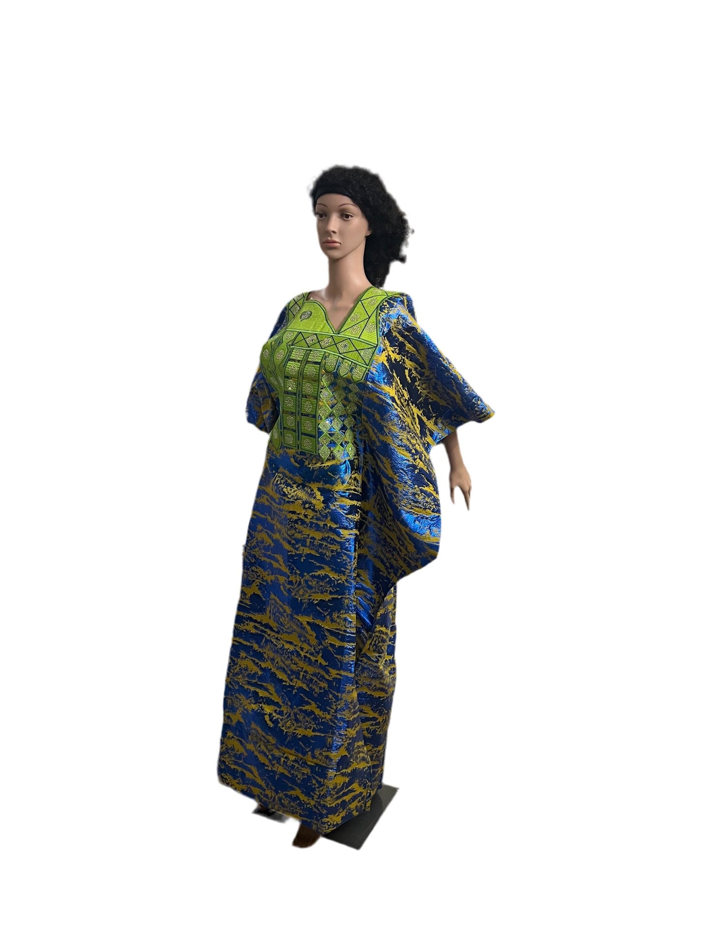 Luxury African Damask Brocade Bubu Maxi Dress