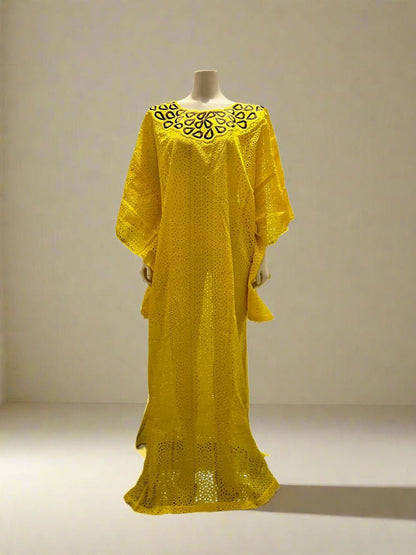 African Luxury Embroidered Lace Boubou Dress Afro American Outfits