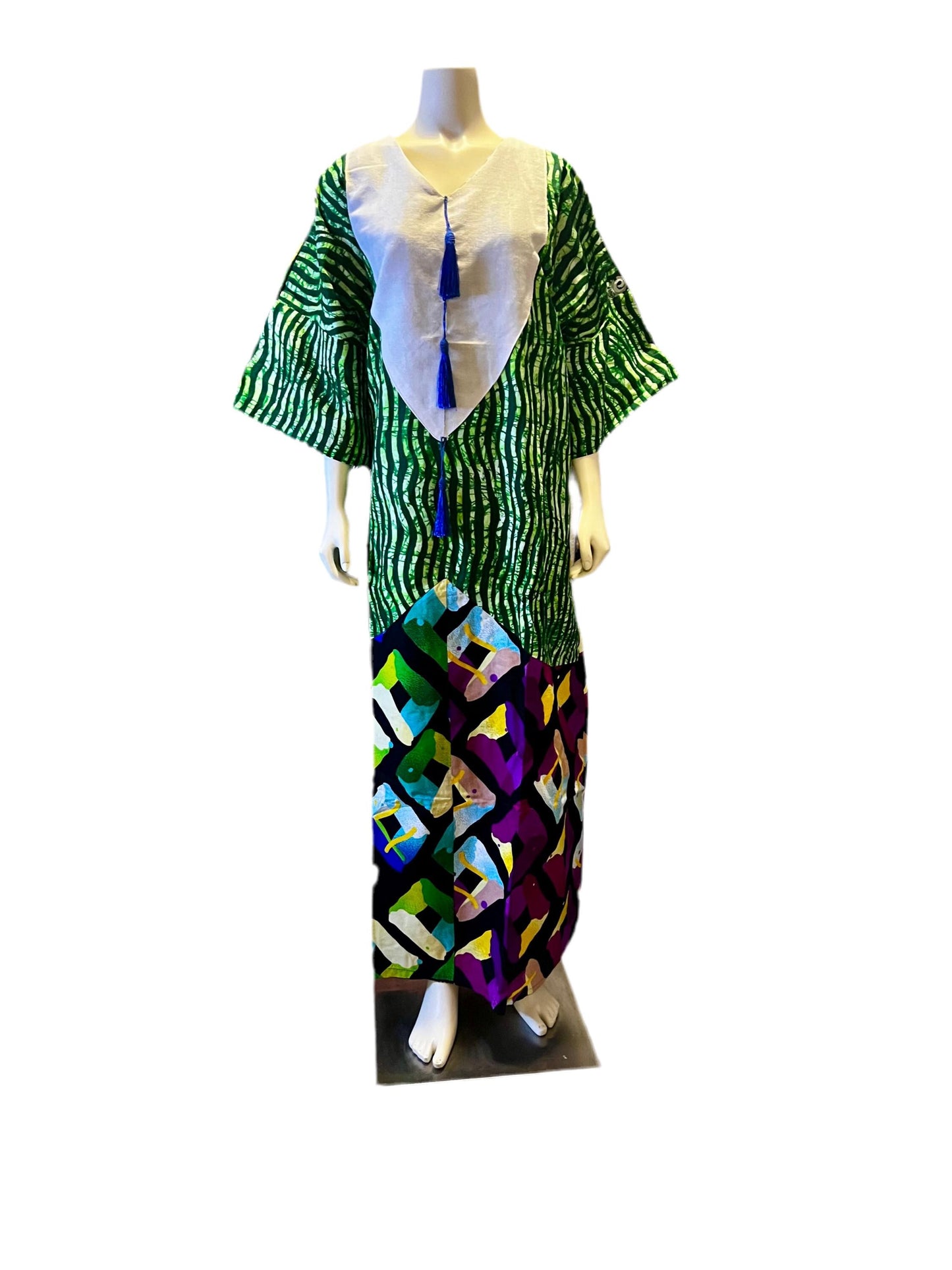 African Print Freestyle Ankara  mixed with Aso-Oke Kaftan Dress