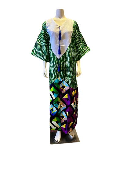African Print Freestyle Ankara  mixed with Aso-Oke Kaftan Dress
