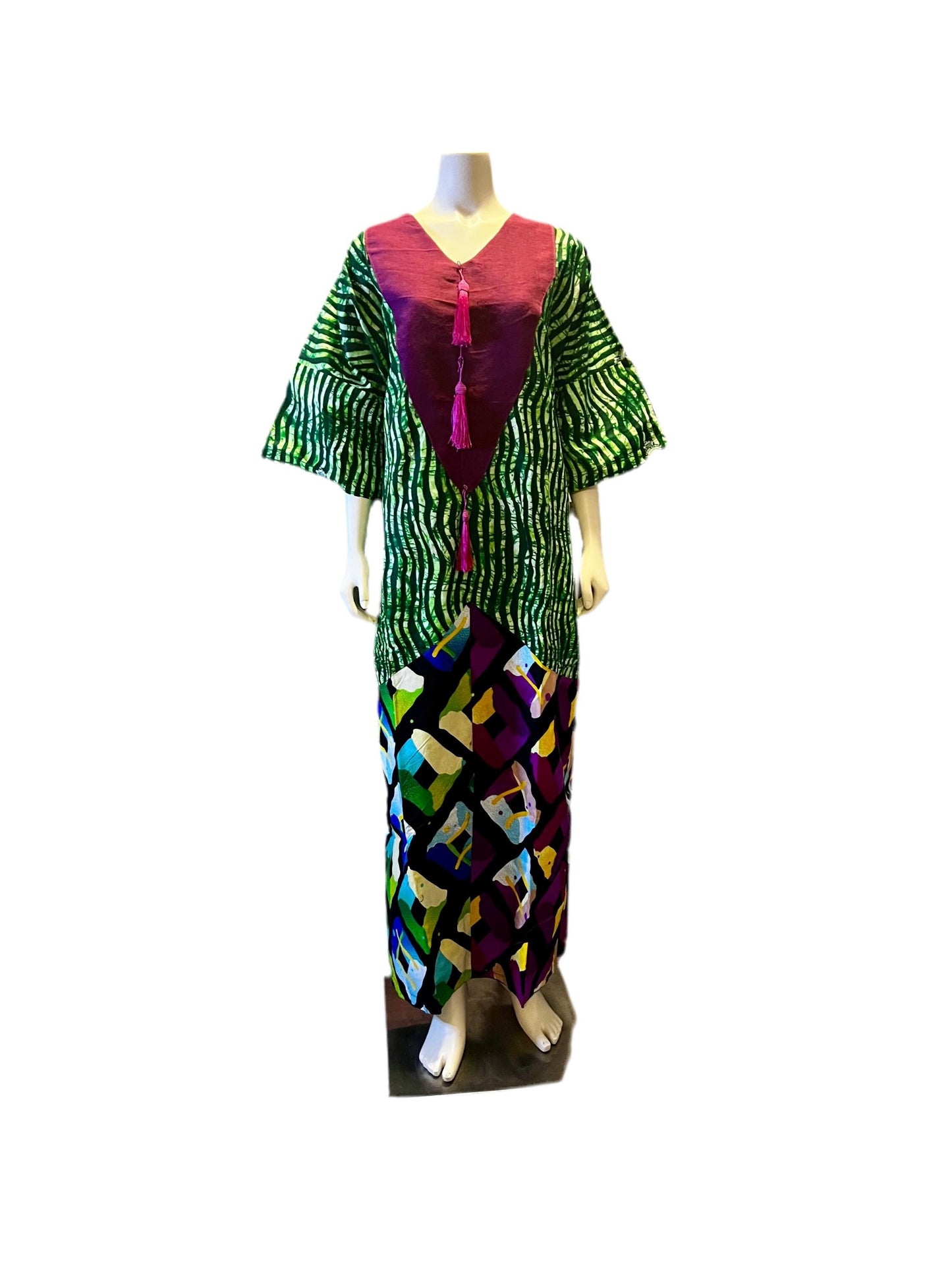 African Print Freestyle Ankara  mixed with Aso-Oke Kaftan Dress