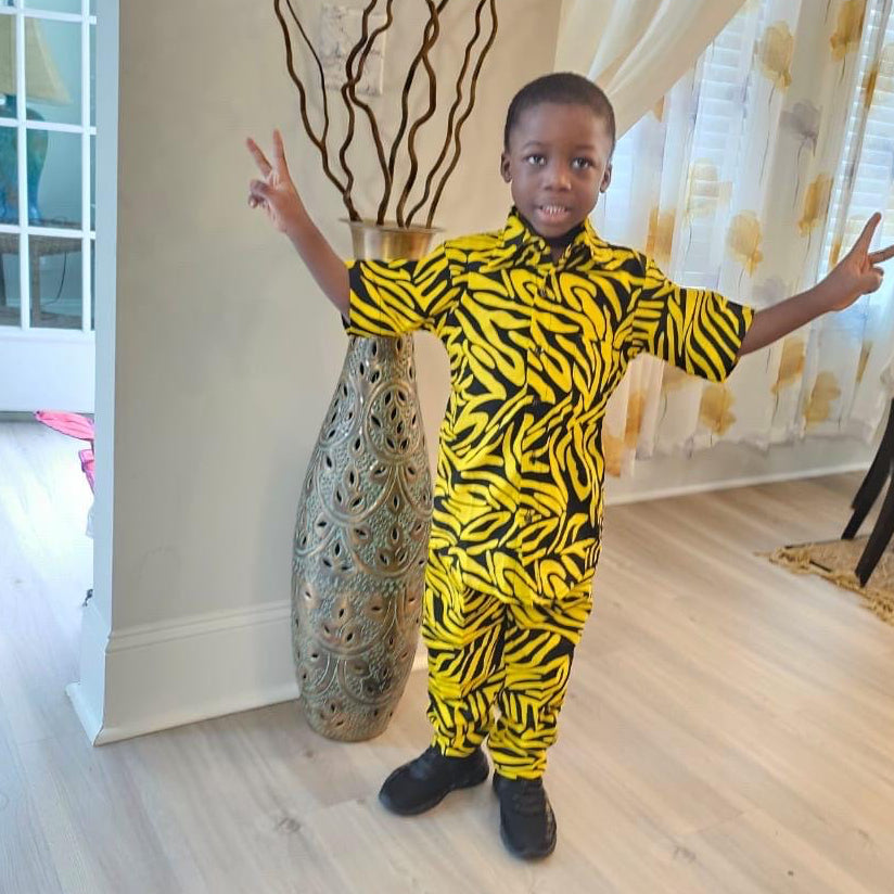 African Ankara Print  Boys Afro  2p Pant Set Afro American Outfits