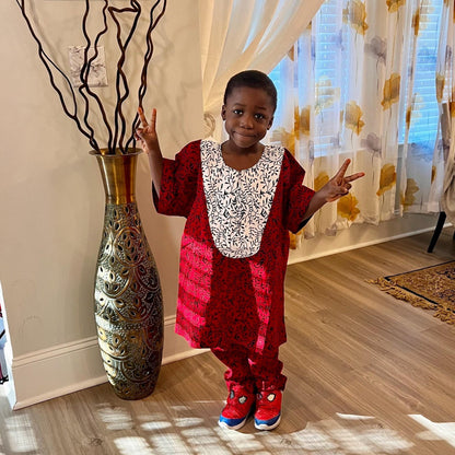 African Ankara Print  Boys Afro  2p Pant Set Afro American Outfits