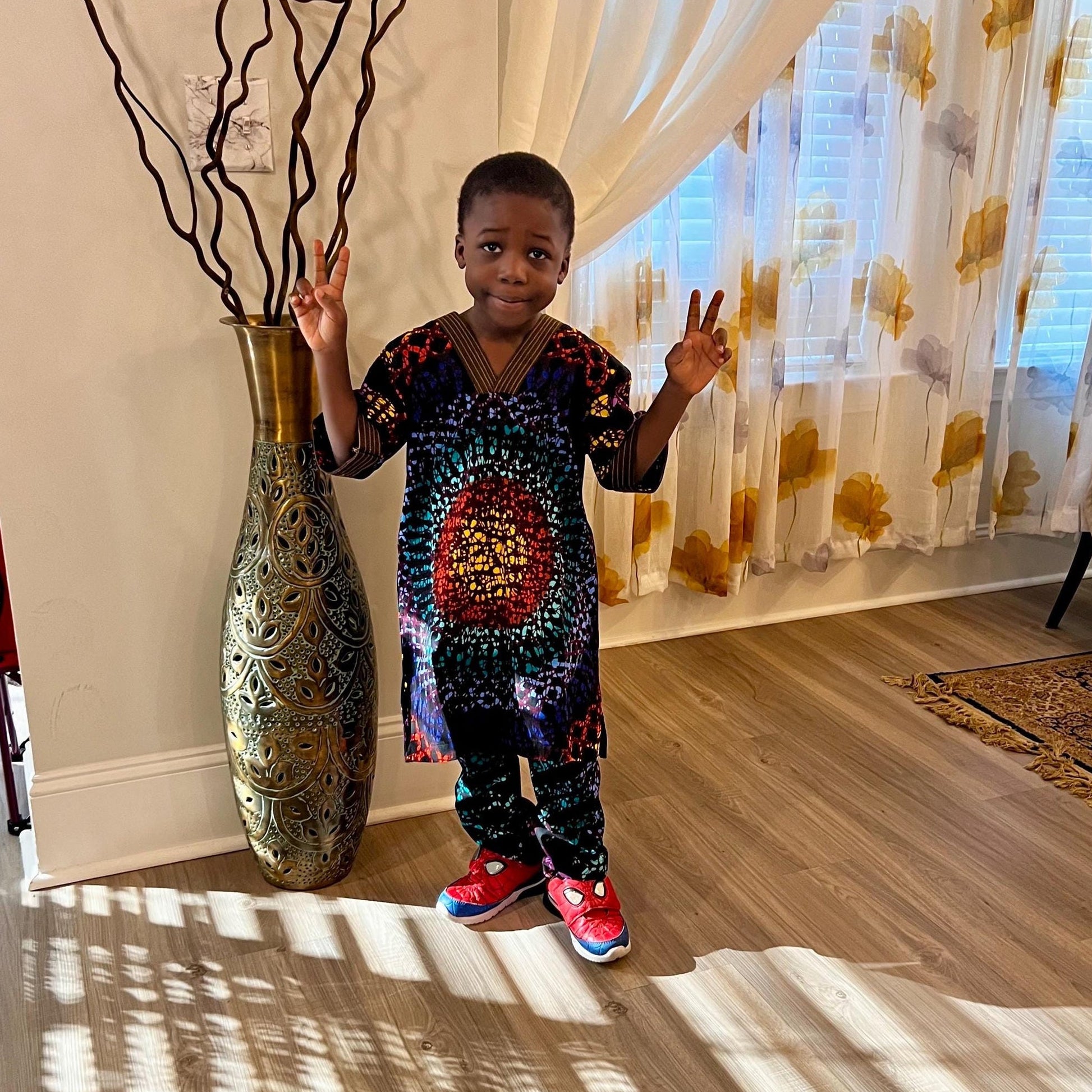 African Ankara Print  Boys Afro  2p Pant Set Afro American Outfits