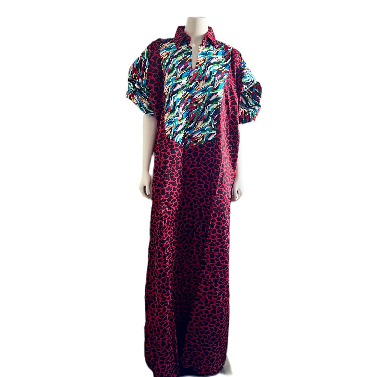 African Ankara Wax Print  Freestyle Kaftan Dress