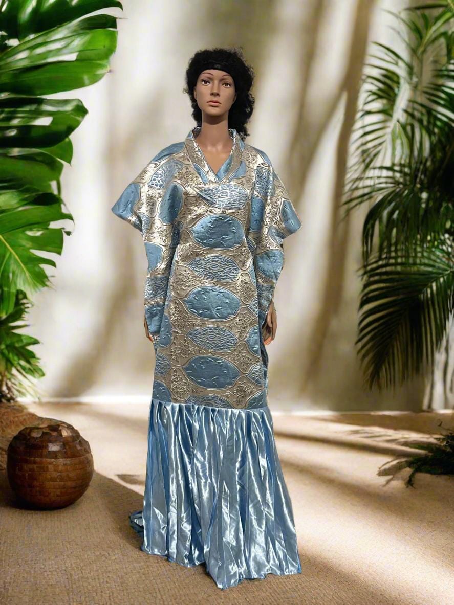 African Luxury Mixed Women Damask Brocade Bubu/ Kaftan Maxi Dress