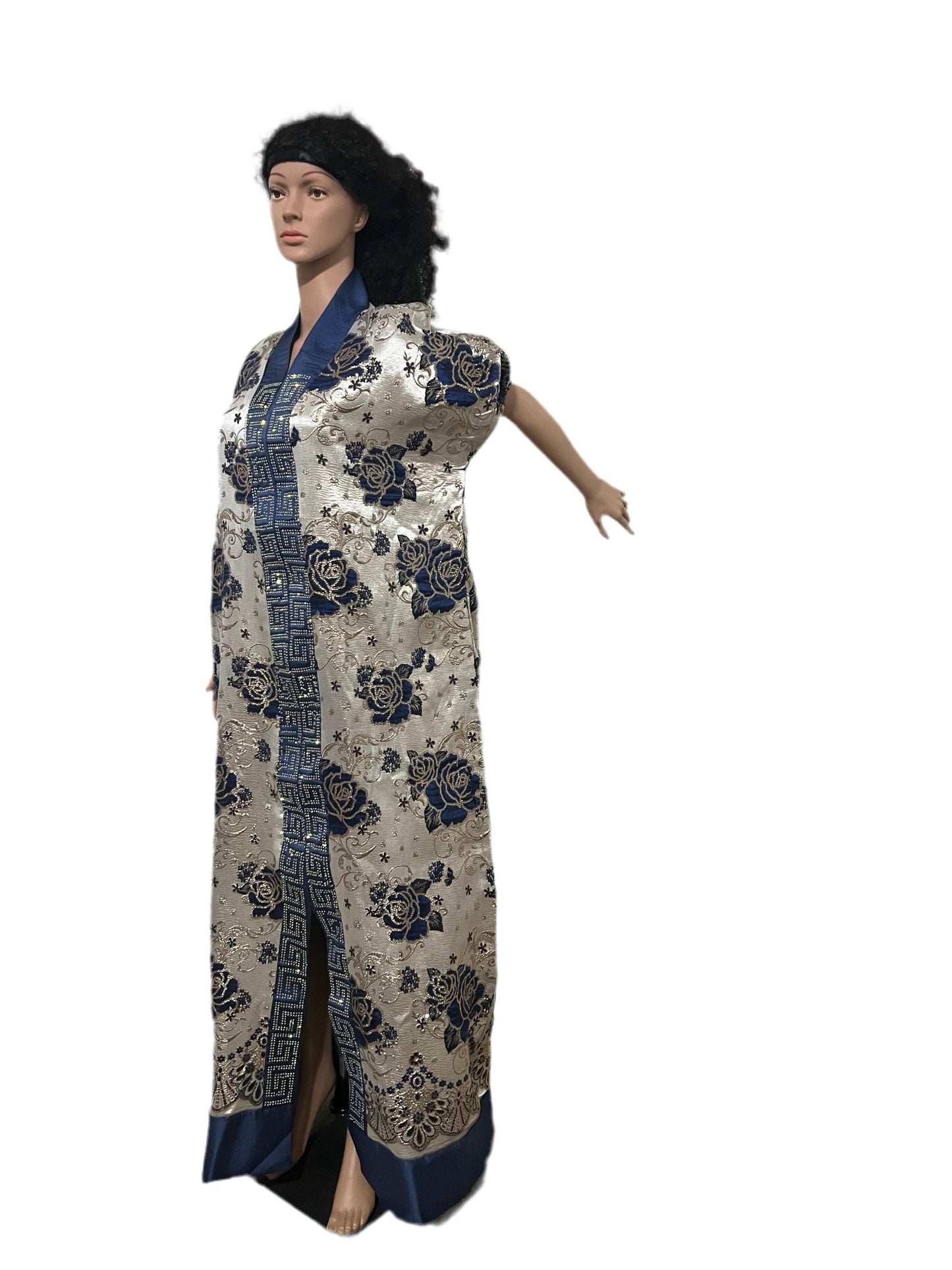 African Luxury Mixed Women Damask Brocade Bubu/ Kaftan Maxi Dress