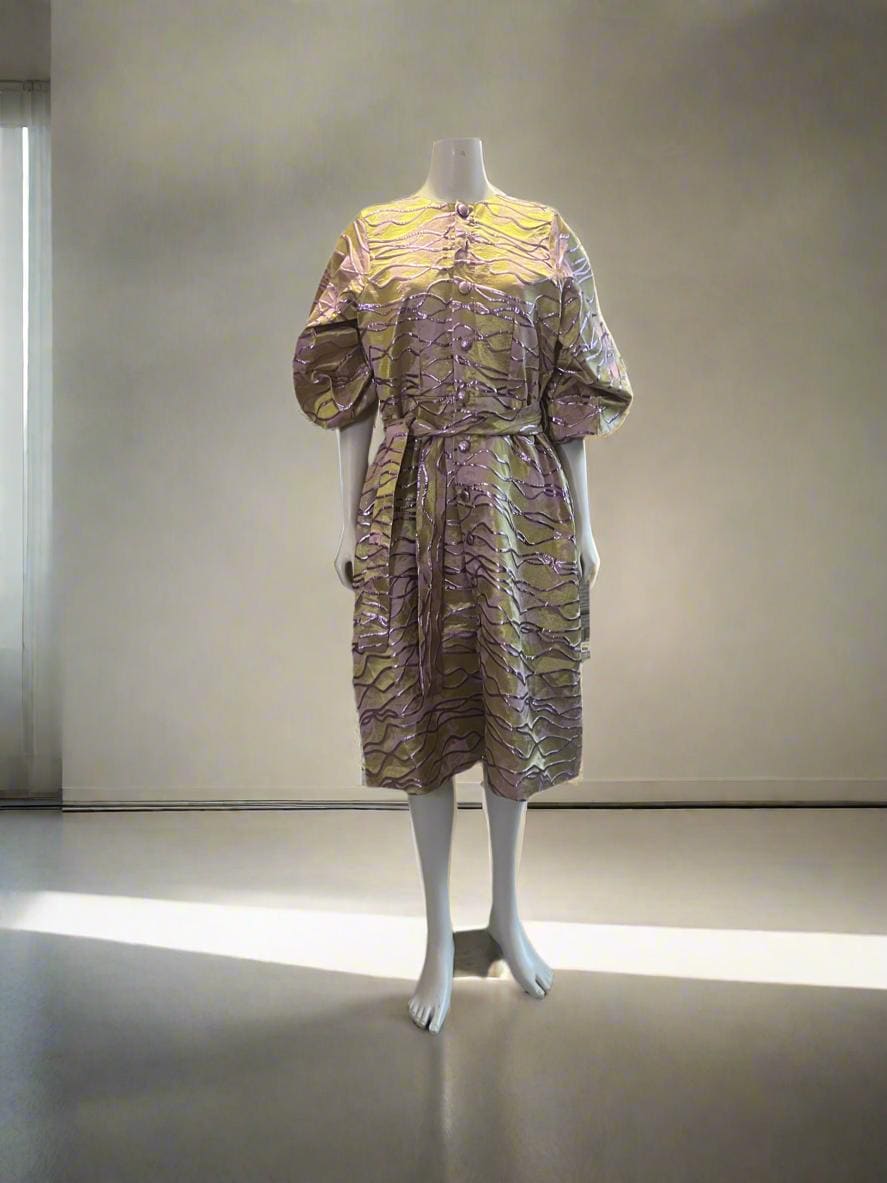 Luxury Damask Brocade Shirt Dress Afro American Outfits