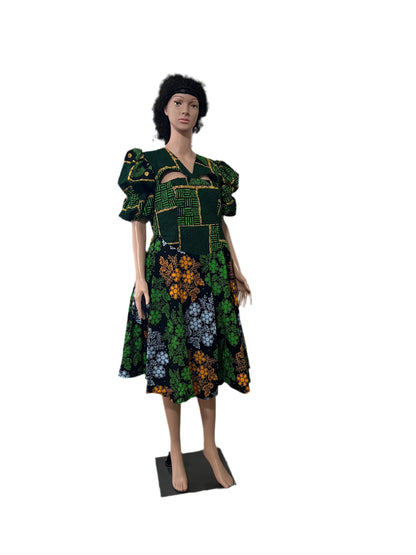 African Print Ankara Formal Mixed Dress Afro American Outfits