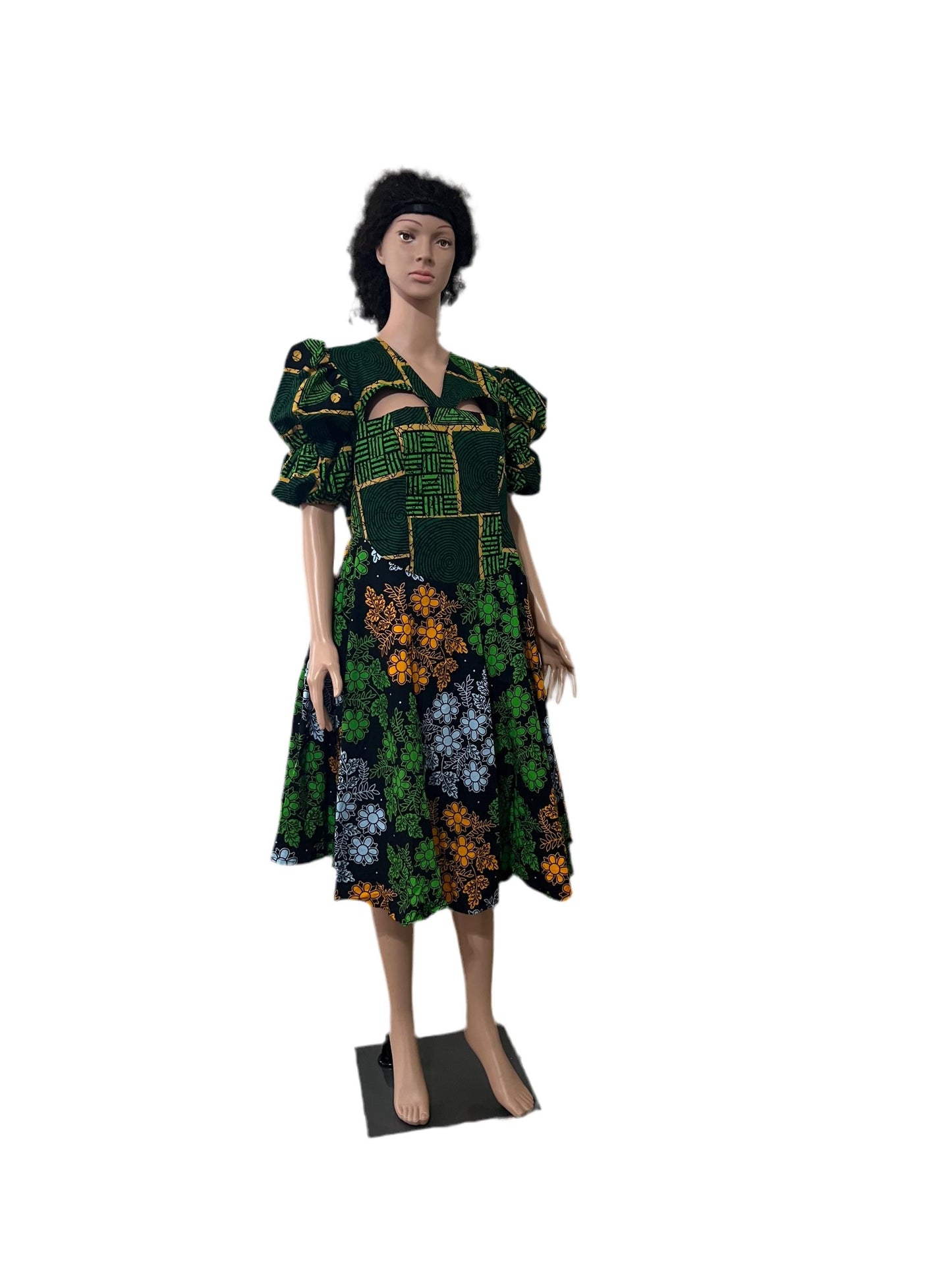 African Print Ankara Formal Mixed Dress Afro American Outfits