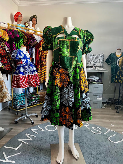 African Print Ankara Formal Mixed Dress Afro American Outfits