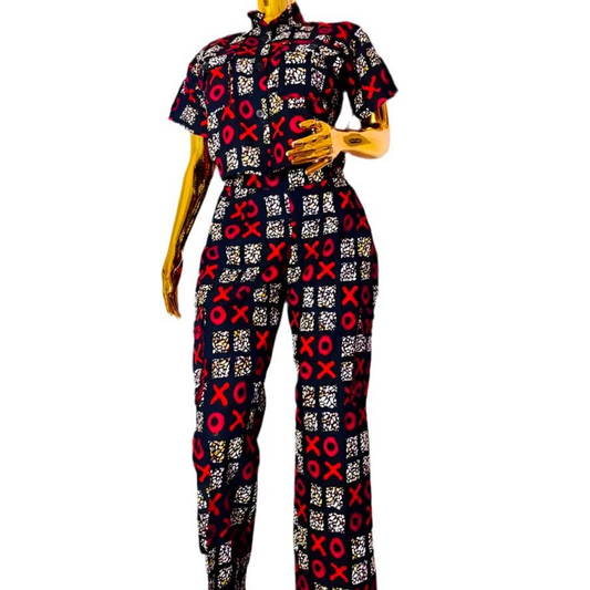 African Print Ankara Cropped Top  2p Pant Set