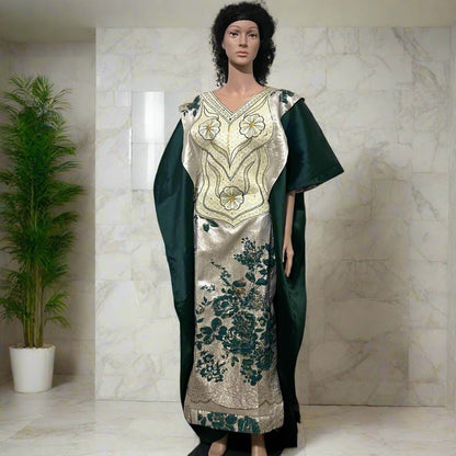 African Luxury Embroidered Damask Brocade Bubu