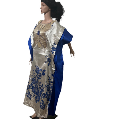 African Luxury Embroidered Damask Brocade Bubu