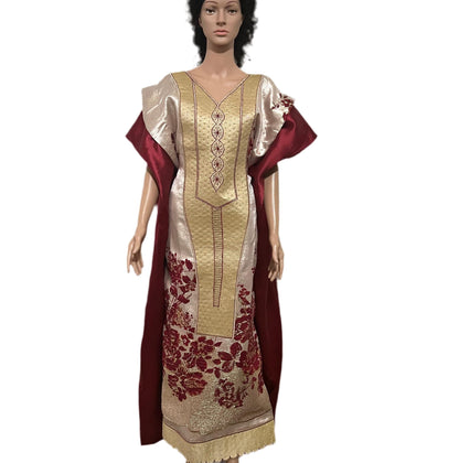 African Luxury Embroidered Damask Brocade Bubu