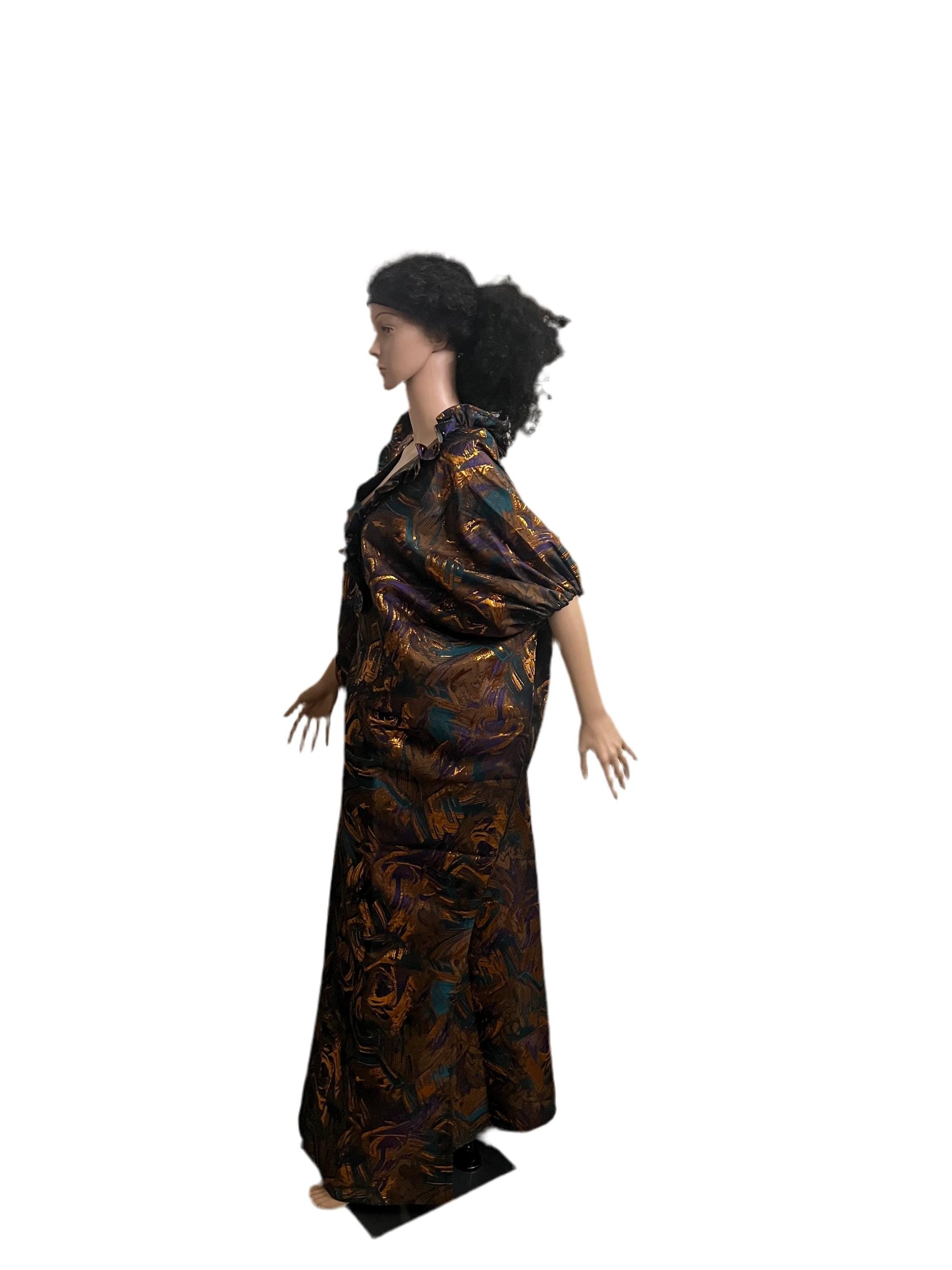 African Unique Damask Brocade Boubou/Maxi Dress Afro American Outfits