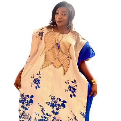 African Luxury Embroidered Damask Brocade Bubu