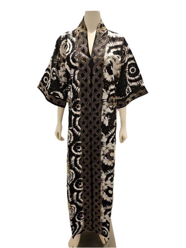 African  Ankara Wax Print Kimono Stoned Kaftan Dress