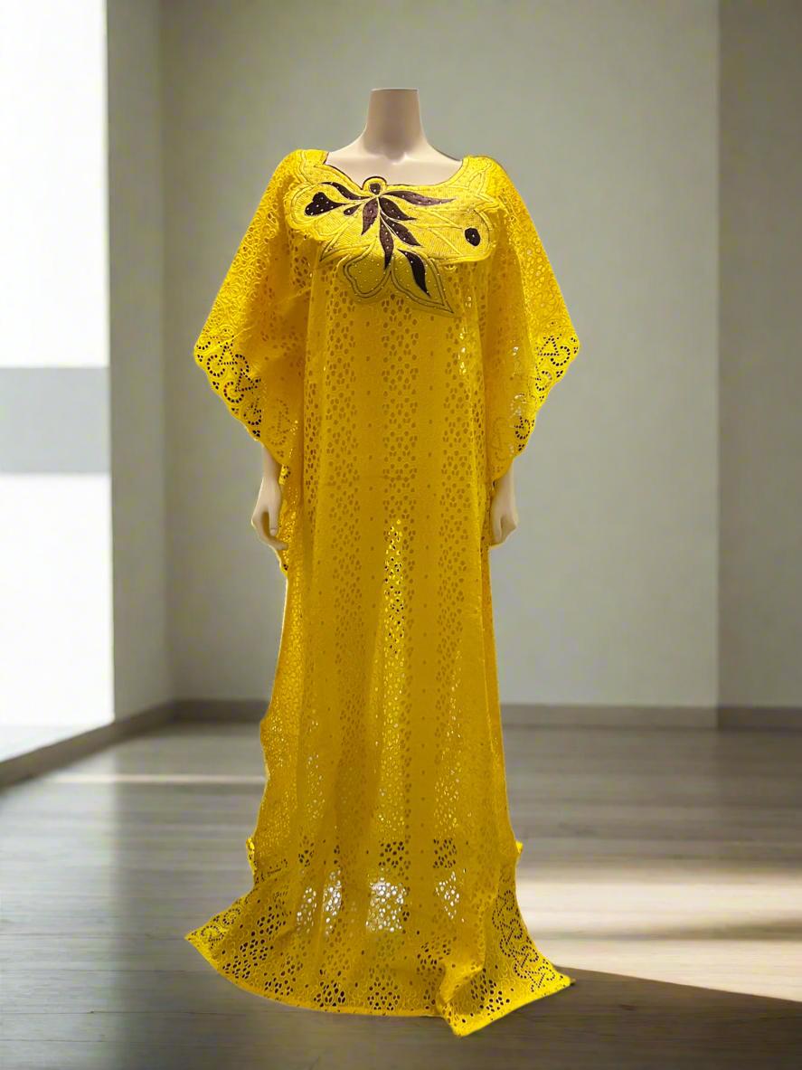 African Luxury Embroidered Lace Boubou Dress Afro American Outfits