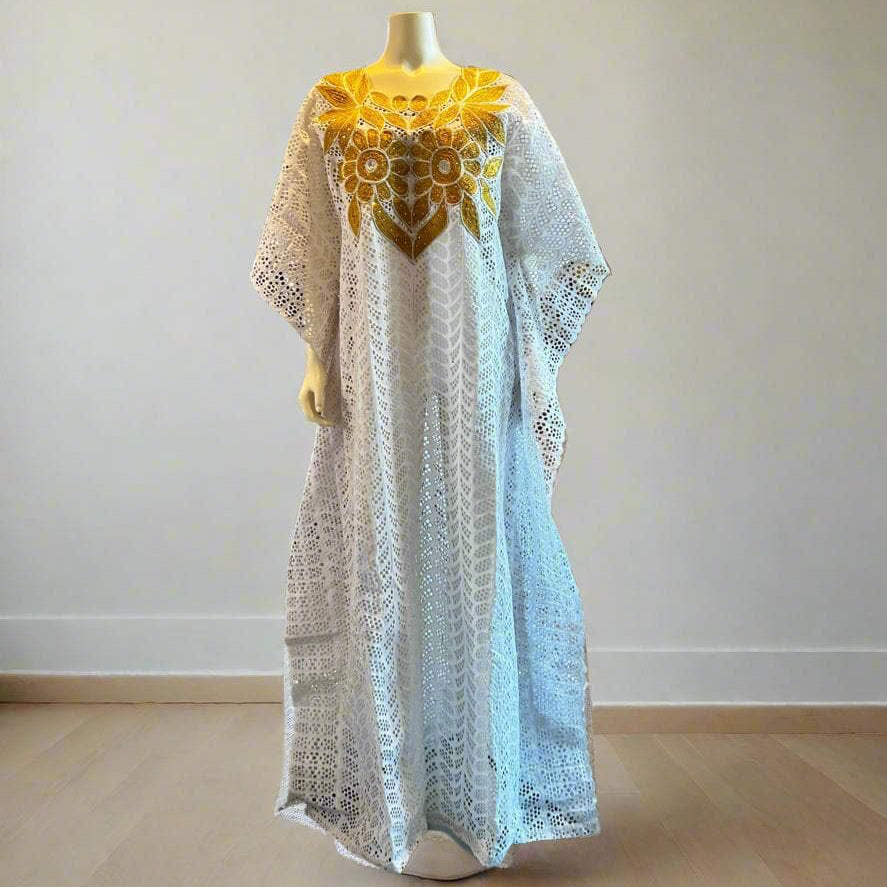 African Luxury Embroidered Lace Boubou Dress Afro American Outfits
