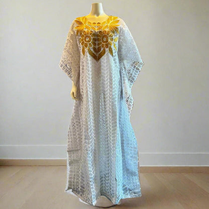 African Luxury Embroidered Lace Boubou Dress Afro American Outfits