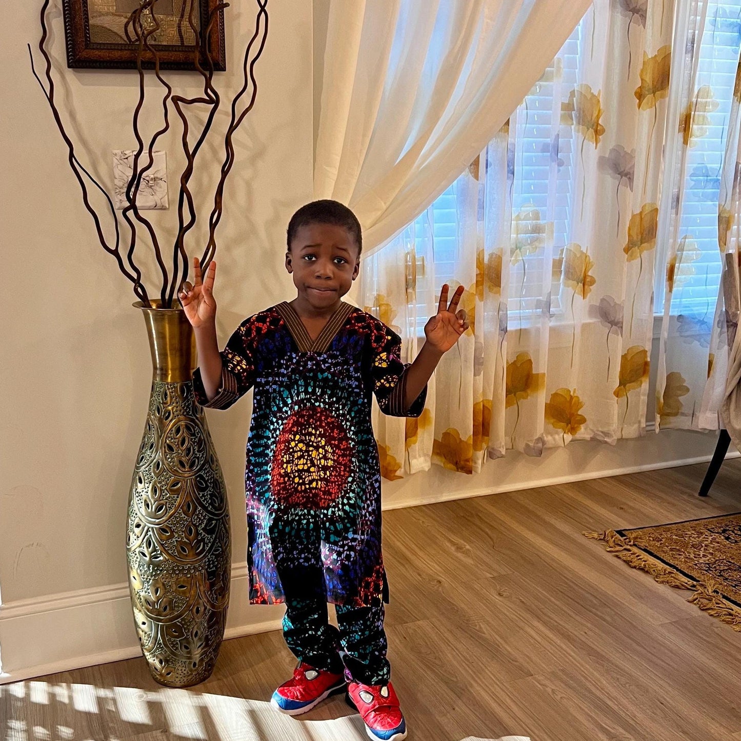 African Ankara Print  Boys Afro  2p Pant Set Afro American Outfits