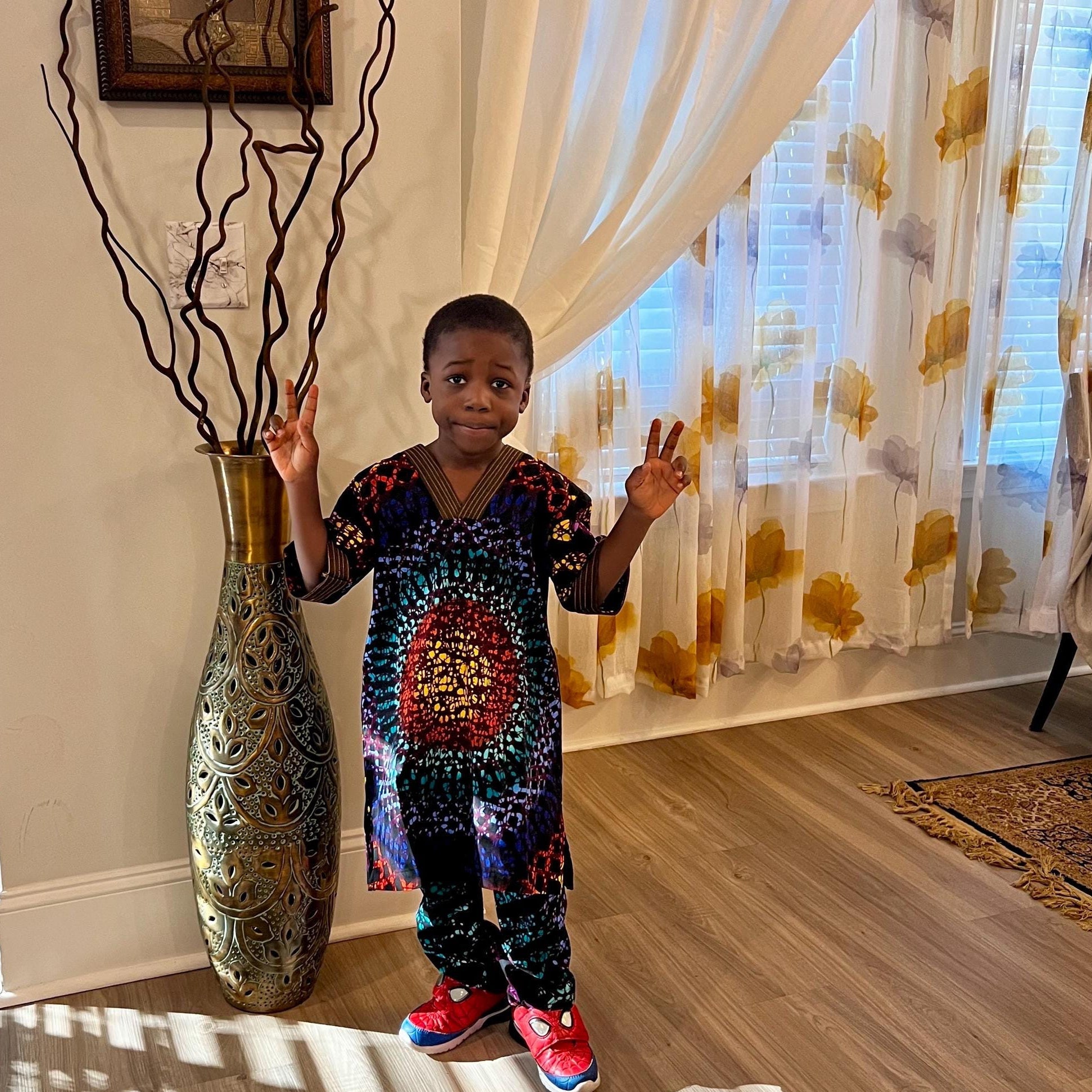 African Ankara Print  Boys Afro  2p Pant Set Afro American Outfits