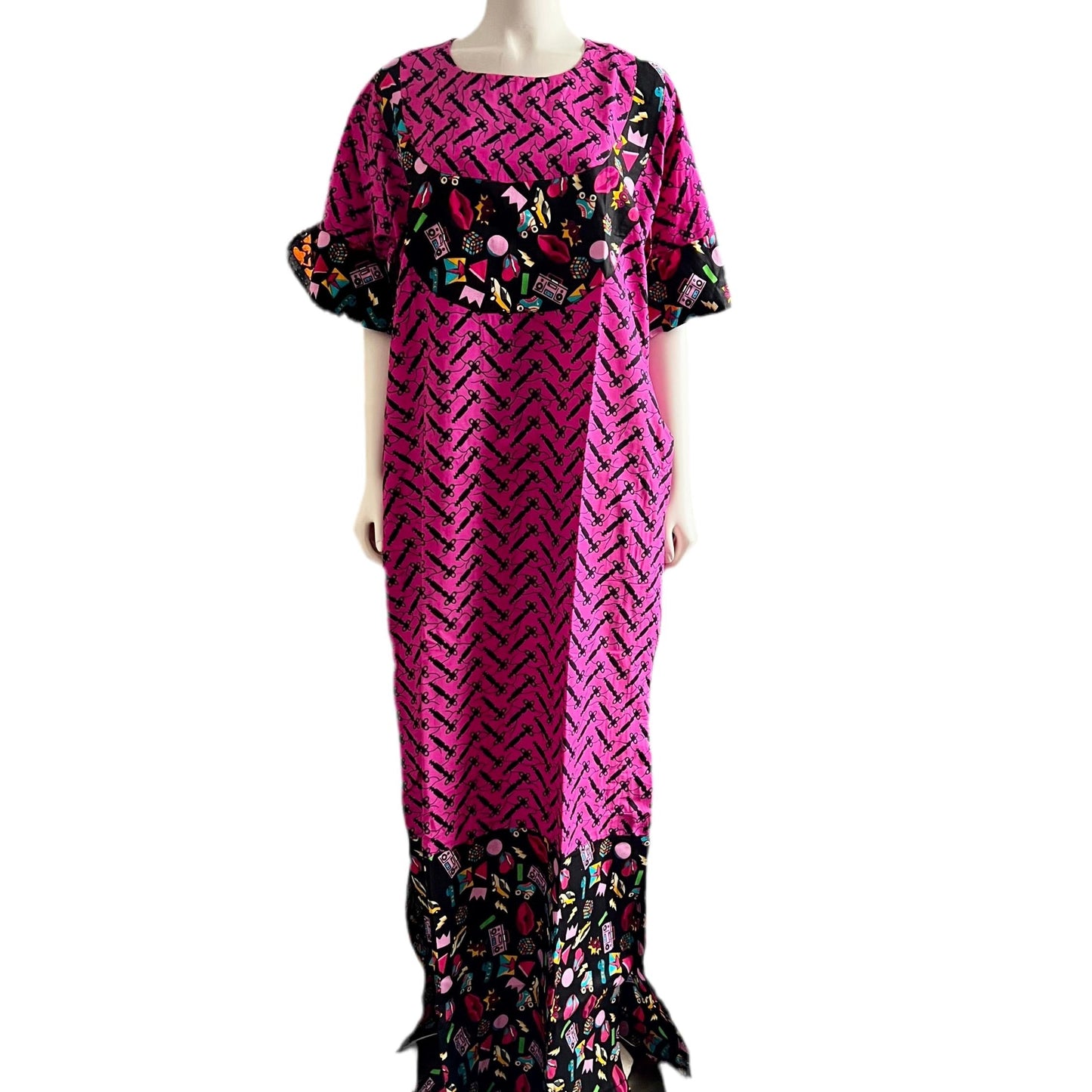 African Ankara Wax Print  Freestyle Kaftan Dress