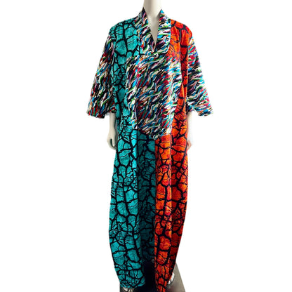 African Ankara Wax Print  Freestyle Kaftan Dress
