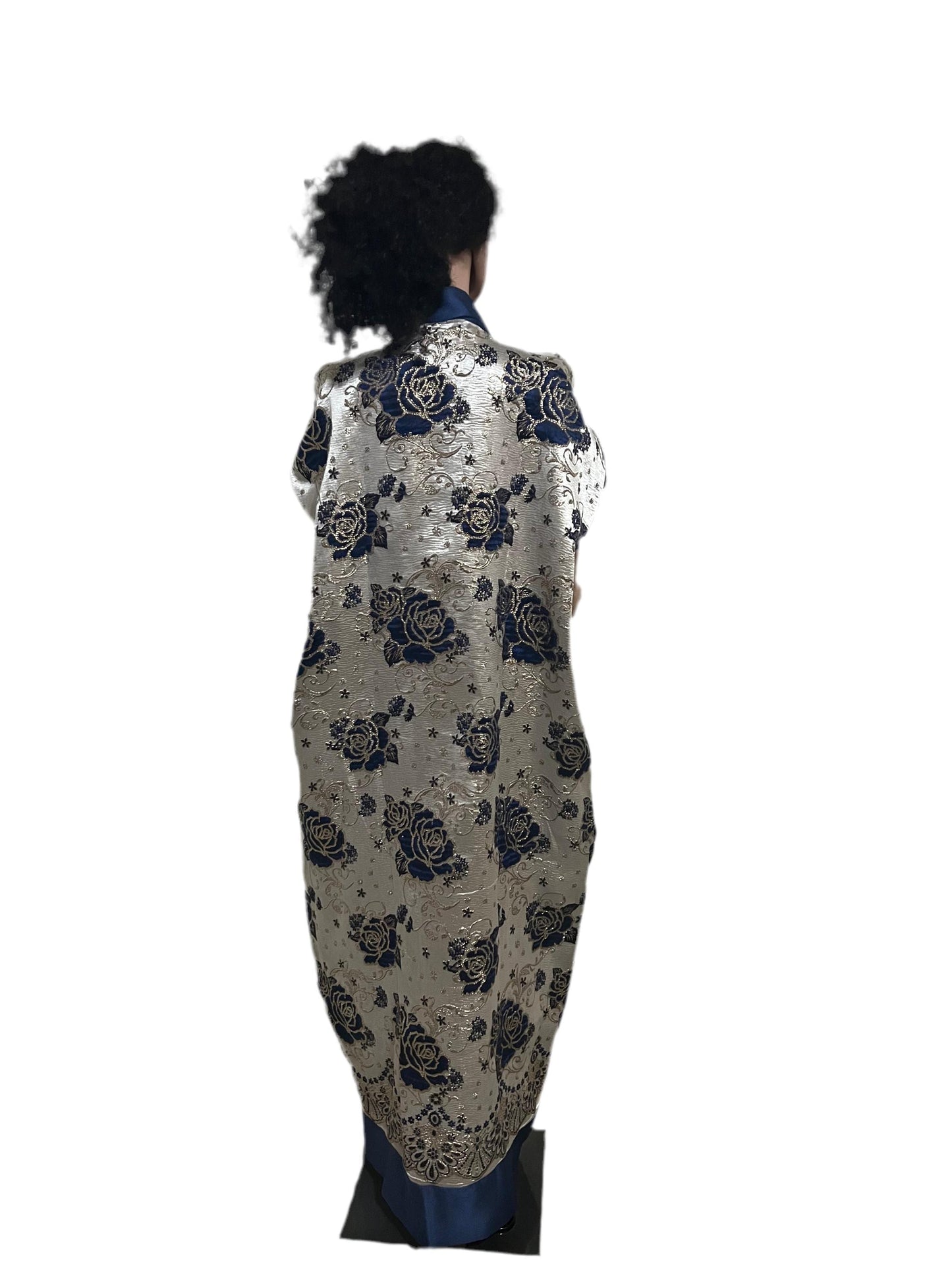 African Luxury Mixed Women Damask Brocade Bubu/ Kaftan Maxi Dress