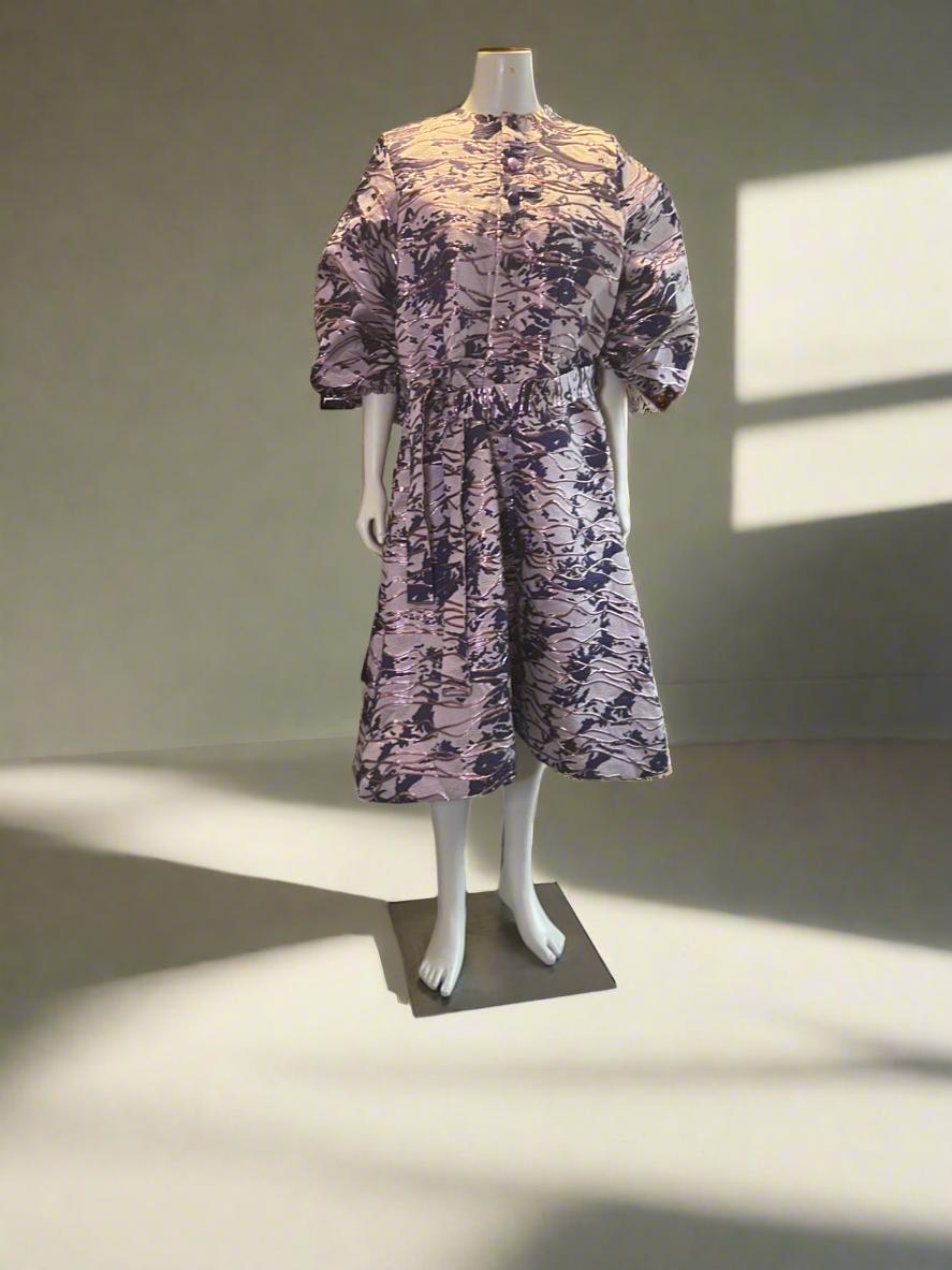 Luxury Damask Brocade Shirt Dress Afro American Outfits