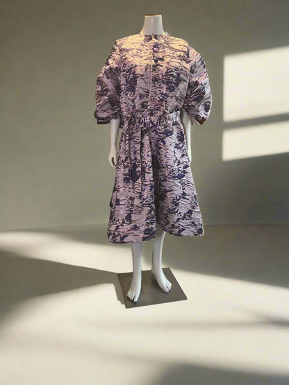 Luxury Damask Brocade Shirt Dress Afro American Outfits
