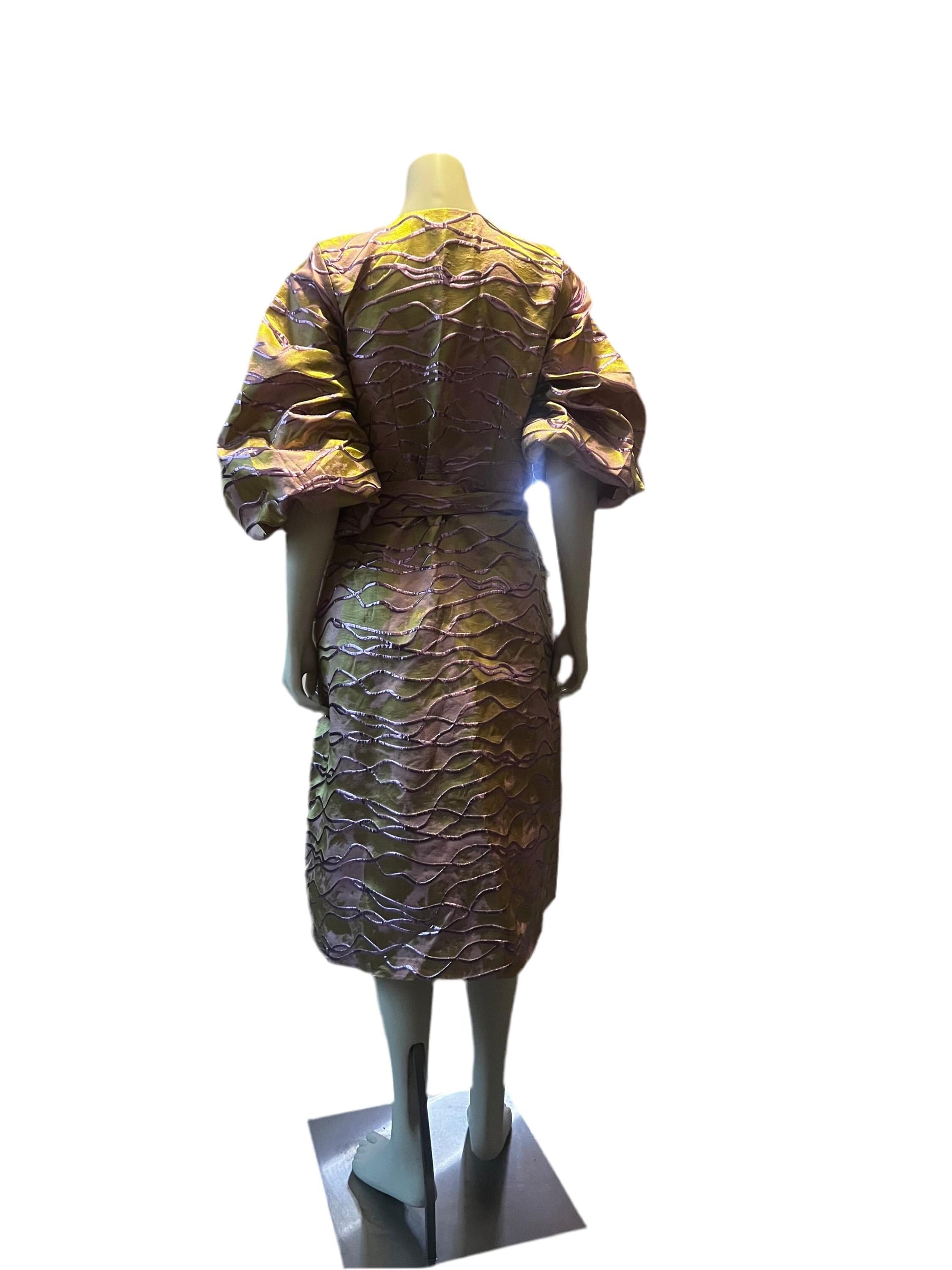 Luxury Damask Brocade Shirt Dress Afro American Outfits