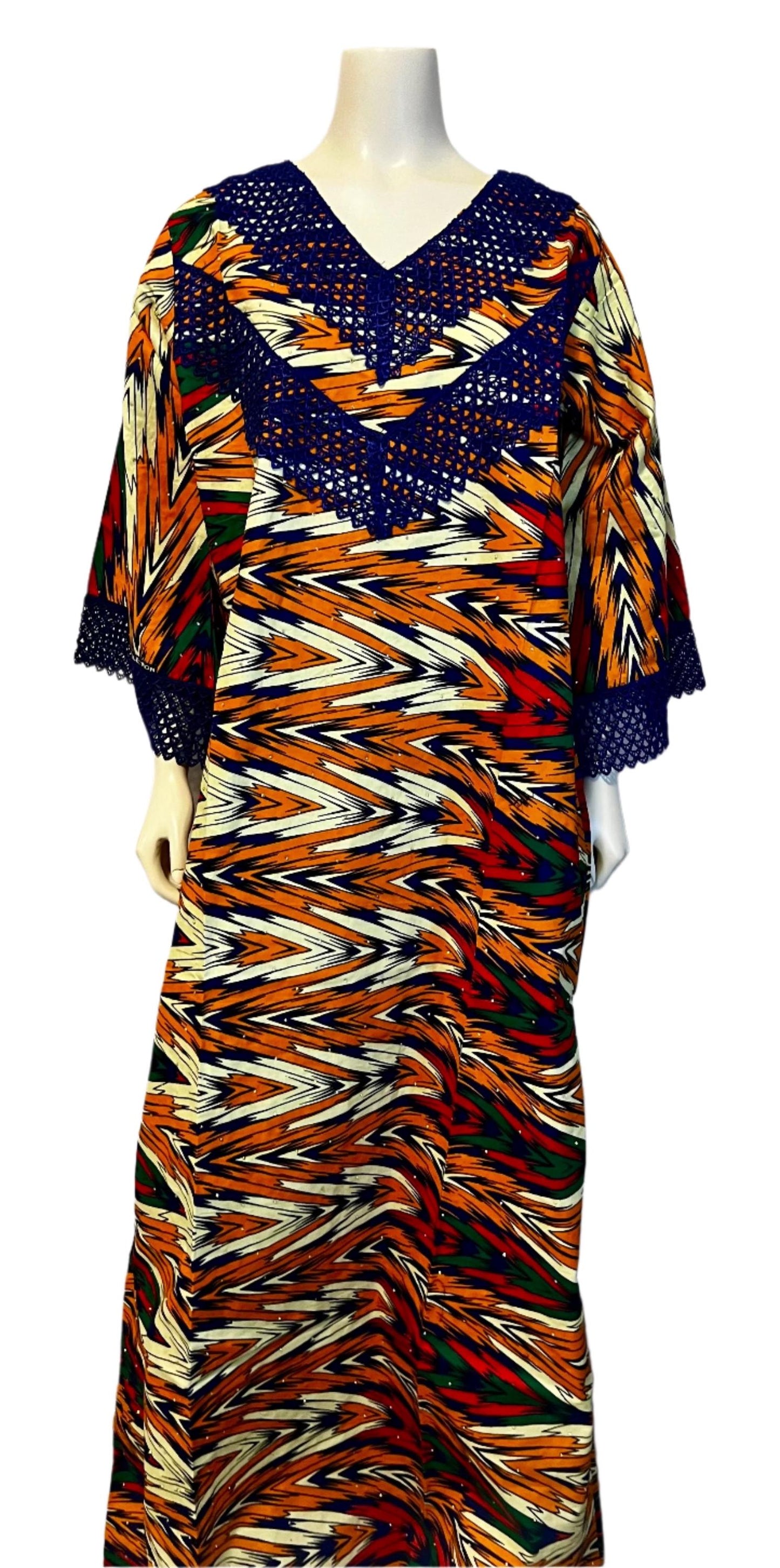 African Ankara Wax Print  Freestyle Kaftan Dress